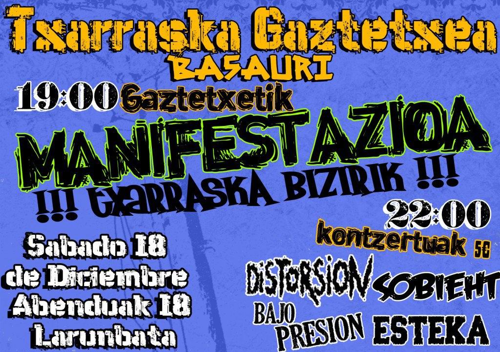 Cartel anunciador de la manifestación pro gaztetxe de Basauri subida por Asier Muffing