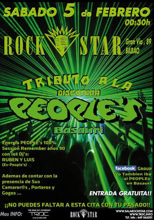 Cartel anunciador de la fiesta tributo a People's, subida por Miguel Eiras