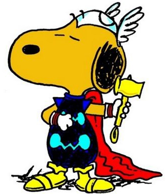 El propio Snoopy, caracterizado como Thor, preparado para el Carnaval ;-)