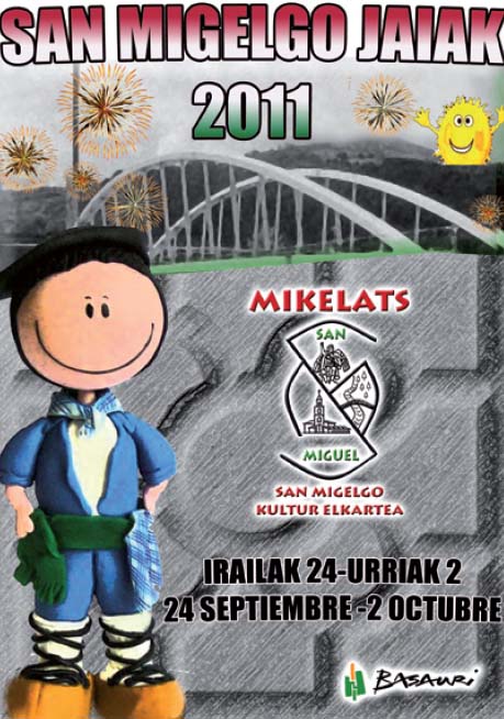 Cartel anunciador de las Fiestas de San Miguel 2011 en Basauri 