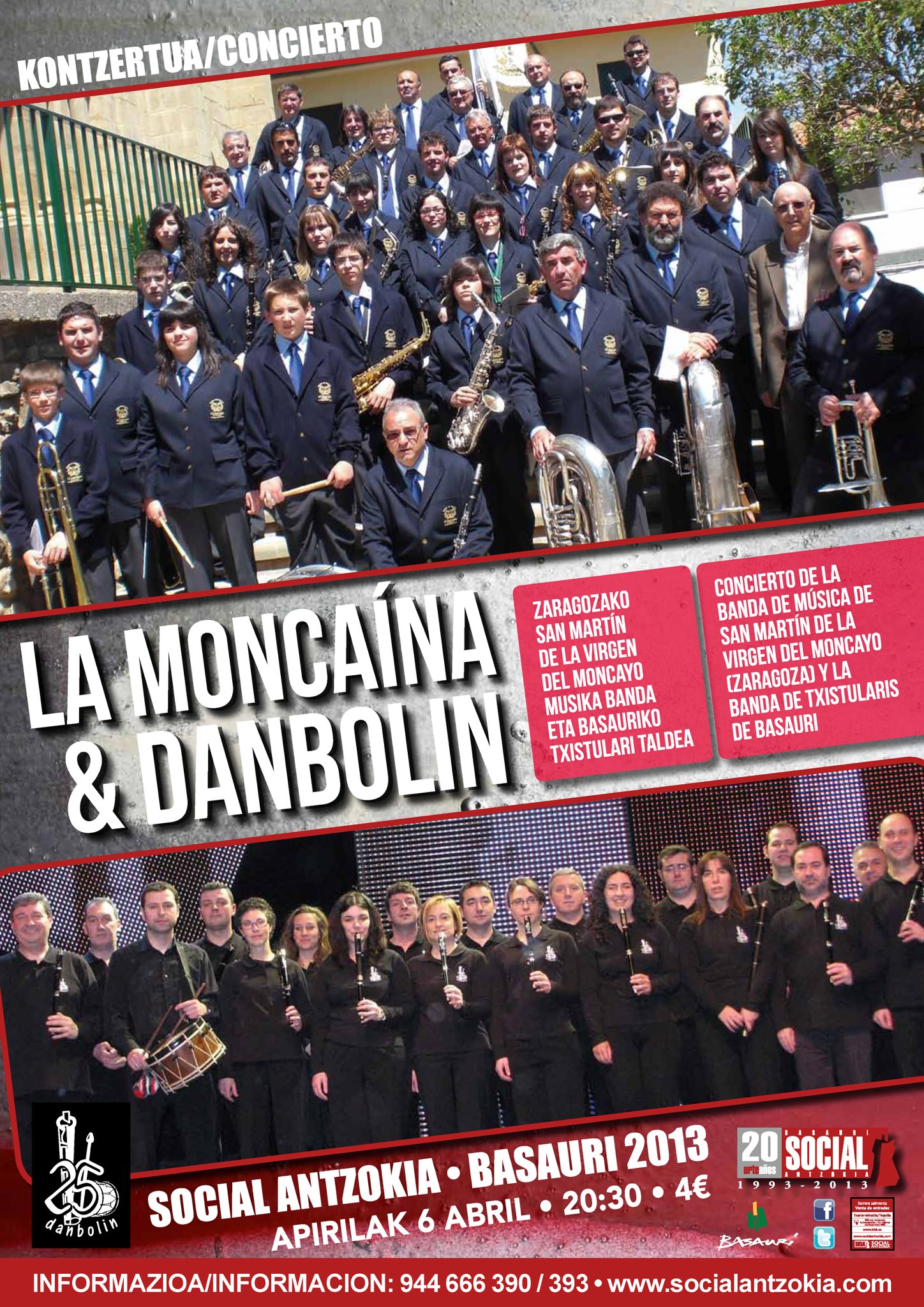 Cartel del concierto de Danbolin y La Mocaína de Zaragoza
