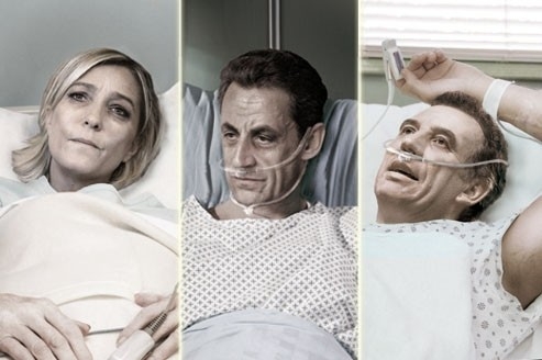 Fotomontaje en torno a la polémica sobre la eutanasia en Francia
