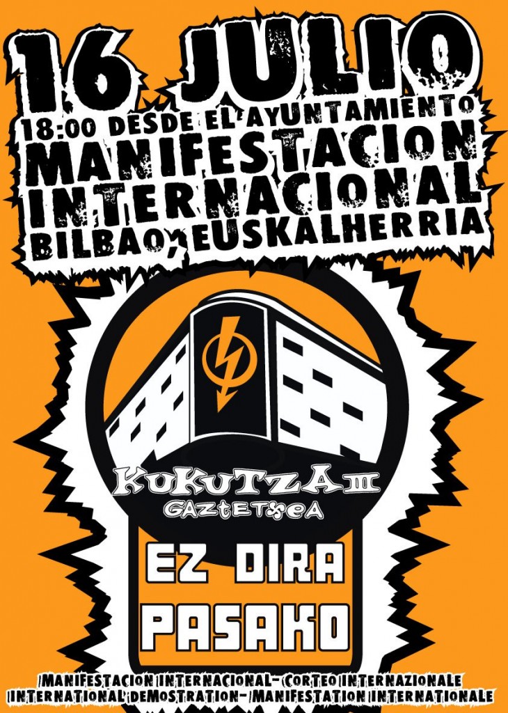 Bilbao- Cartel de la manifestación en apoyo al gaztetxe Kukutza