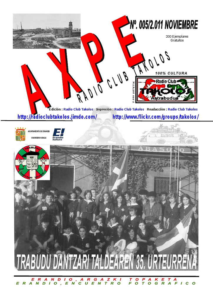 Esta es la portada correspondiente al número de noviembre de Axpe, la publicación del Radio Club Takolos.