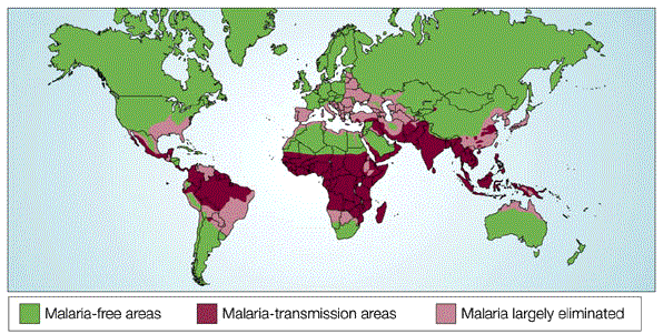 Distribución presente y pasada de la malaria