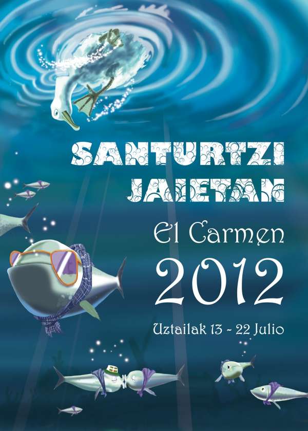 Este es el cartel anunciador de las fiestas de Santurtzi de este año. Asier Martínez de la Pera Gómez es su autor.