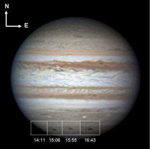 Imágenes de la nube de impacto en Júpiter originada el 19 de julio de 2009. Imágenes de Anthony Wesley (Australia)