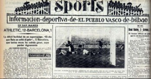 Que nadie lo olvide nunca: la mayor goleada de la historia de la Liga la consiguió el Athletic al derrotar, en 1931, por 12-1 al FC Barcelona.